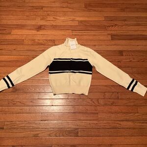 Forever 21 Cream & Black Cropped Turtleneck Sweater